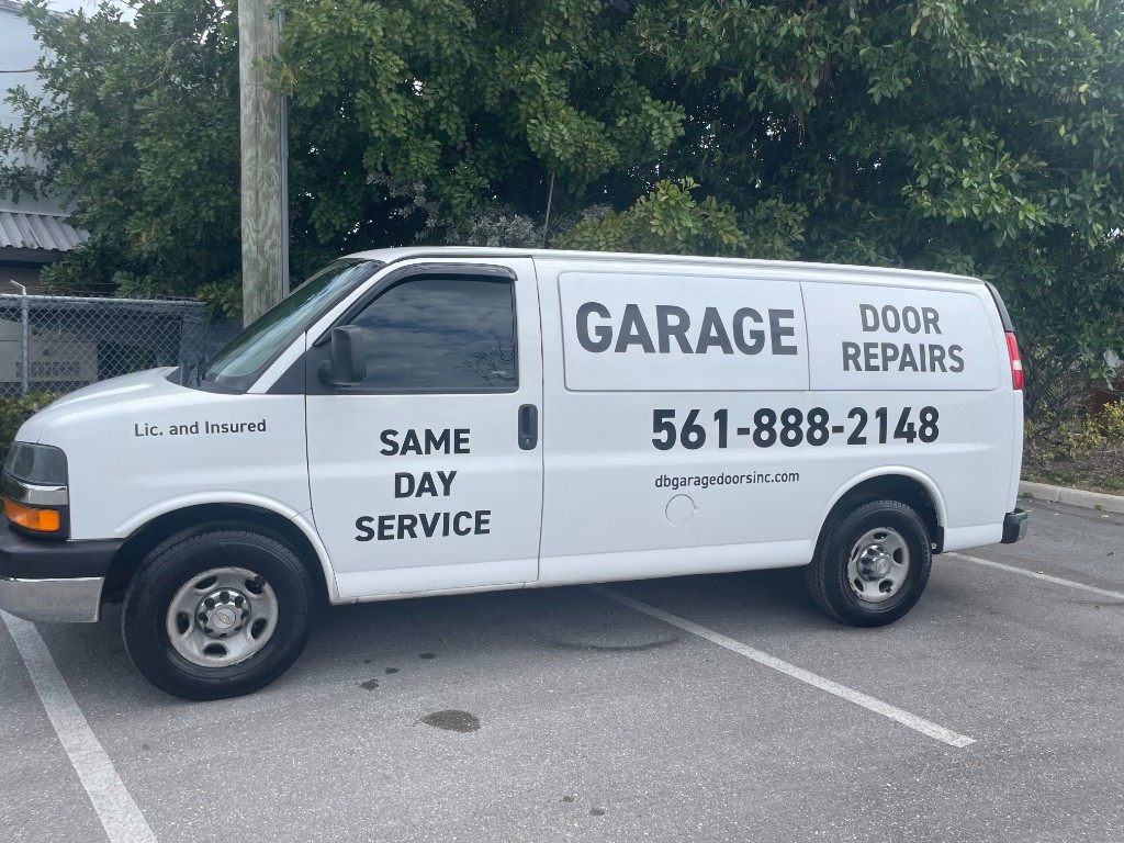 D & B Garage Doors service van Palm Beach County